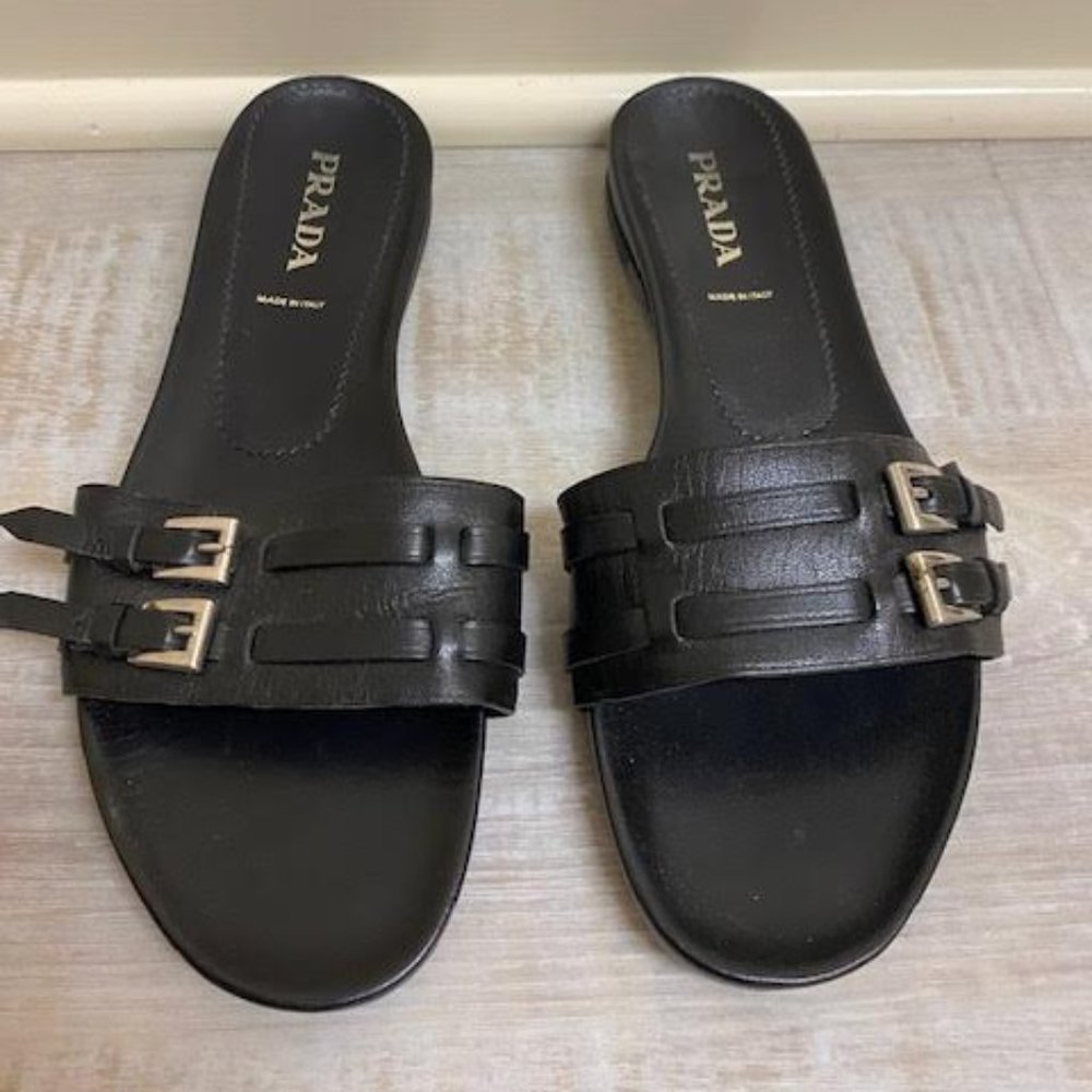 Black Prada Slides (Hardly Worn)